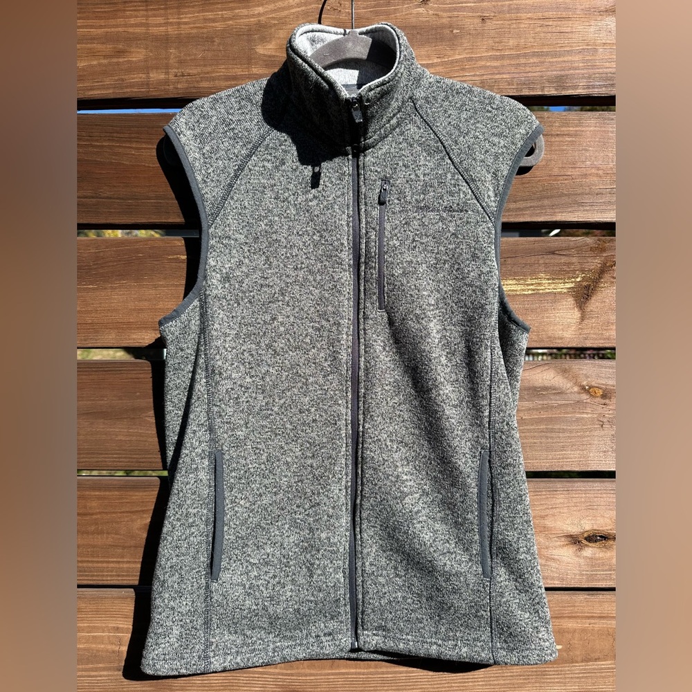 Eddie Bauer Men's Charcoal Grey Heathered Knit Full Zip Vest